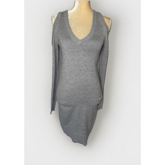 Michael Michael Kors long Sleeve Grey Cold Shoulder Sweater Dress Size XS - Picture 1 of 12